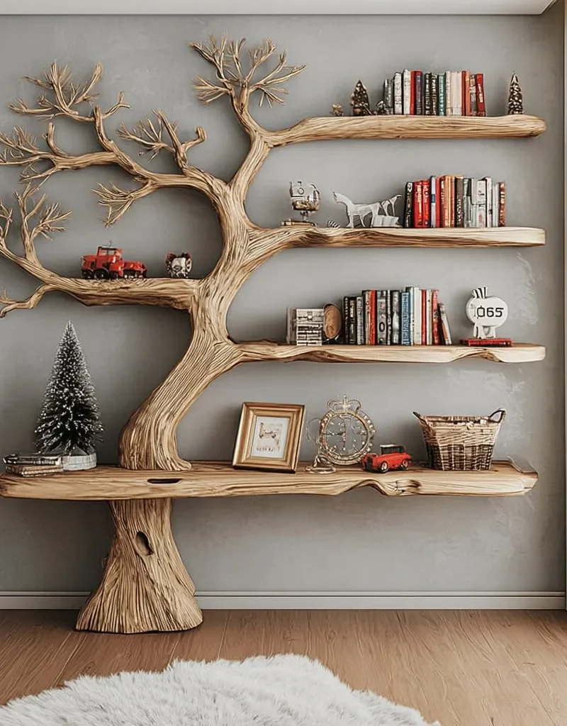 Twig Form Timber Tome Stand for Lounge and Study